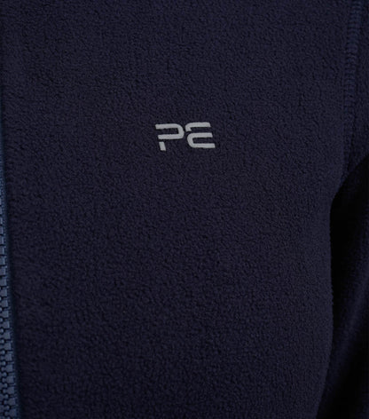 Premier Equine Ascendo Navy Microfleece Riding Top with PE Logo - Breathable Equestrian Fleece Jacket