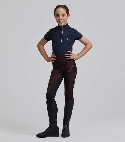Girls Riding Tights - Premier Equine Astrid Wine Full Seat Gel Equestrian Apparel