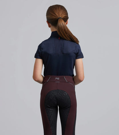 Premier Equine Girls' Wine Riding Tights - Full Seat Gel Equestrian Apparel