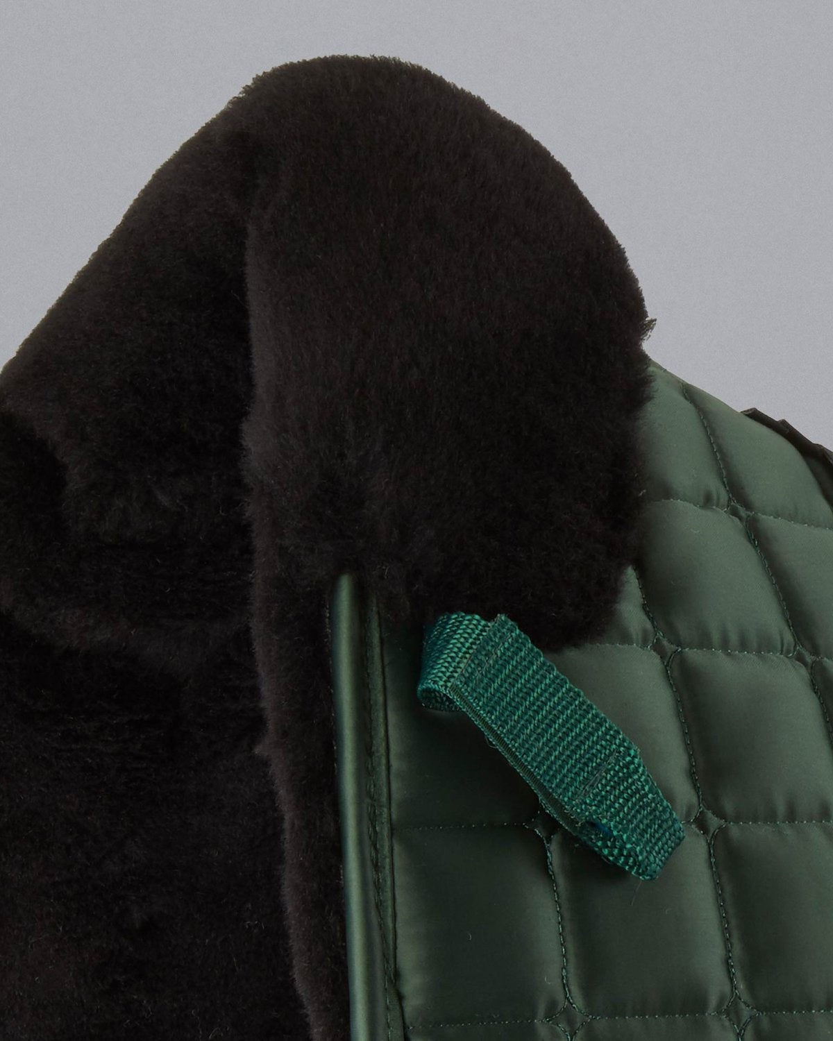 Premier Equine Atlantis CC Satin Wool Dressage Square - Olive/Black Wool Saddle Pad