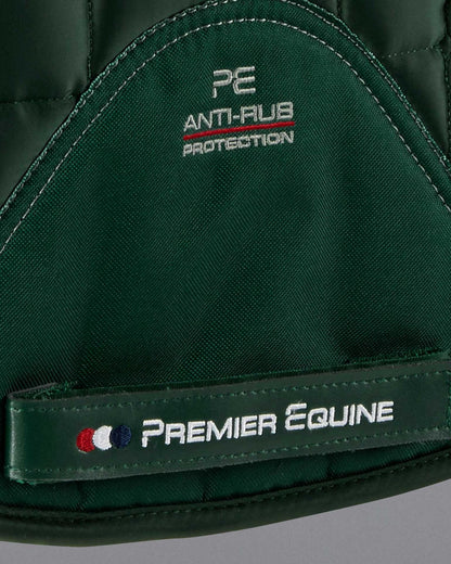 Premier Equine Atlantis Dressage Saddle Pad: Olive Satin & Wool Anti-Rub Protection | Premium Horse Riding Equipment