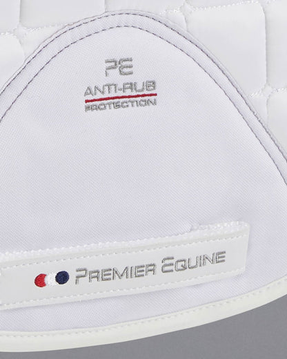 Premier Equine Atlantis White Dressage Saddle Pad: Anti-Rub, Wool Lined, Square Quilted Design