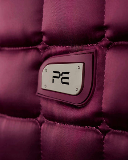 Premier Equine Atlantis Wine Satin Dressage Saddle Pad with Black Wool - Close Contact Design