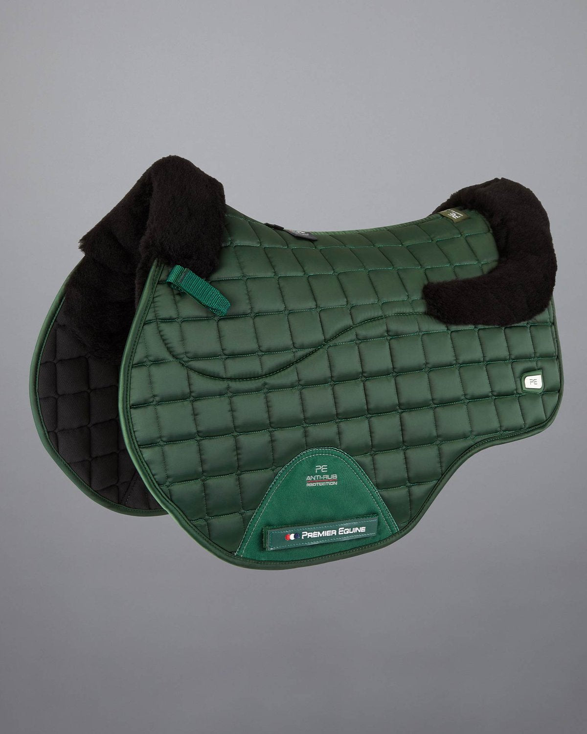 Premier Equine Atlantis Olive Satin Saddle Pad with Black Wool GP/Jump - Horse Riding, Equestrian