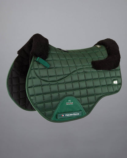 Premier Equine Atlantis Olive Satin Saddle Pad with Black Wool GP/Jump - Horse Riding, Equestrian