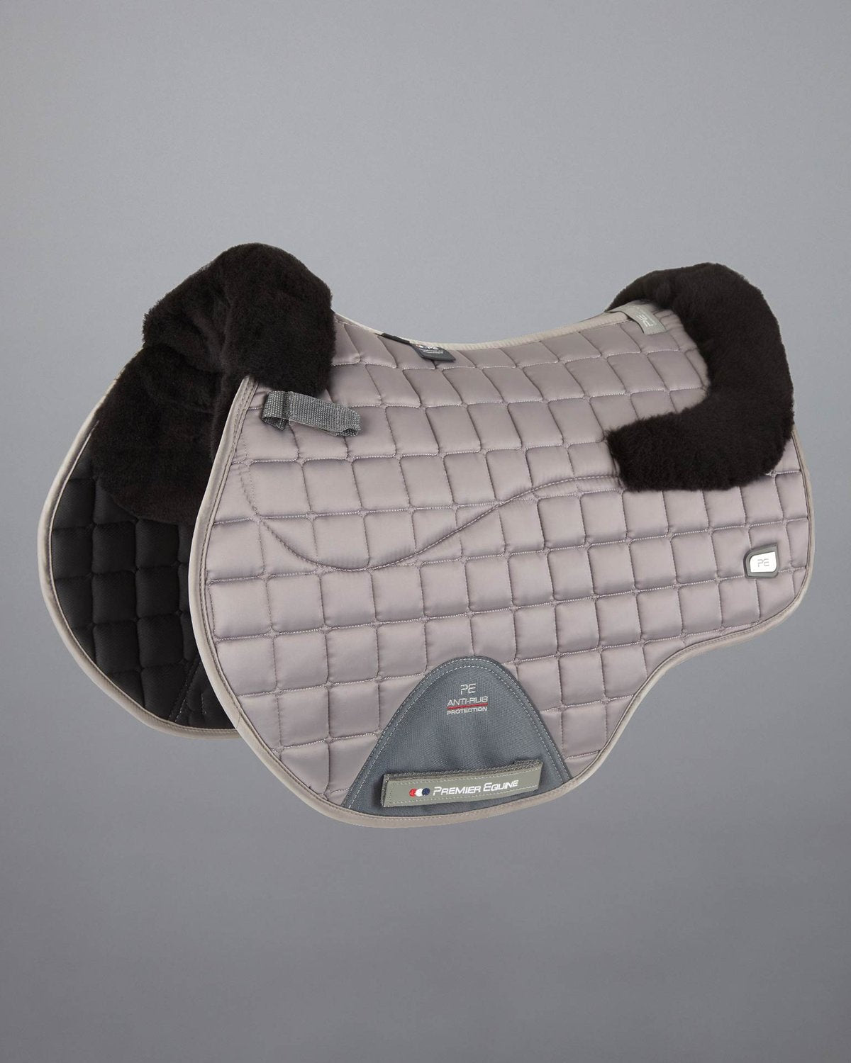 PREMIER EQUINE Grey/Black Wool GP/Jump Saddle Pad | Quilted Horse Riding Equipment