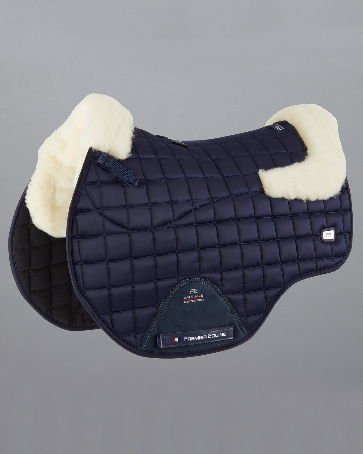 Premier Equine Atlantis Wool GP/Jump Saddle Pad - Navy/Natural. Comfortable horse riding saddle pad.