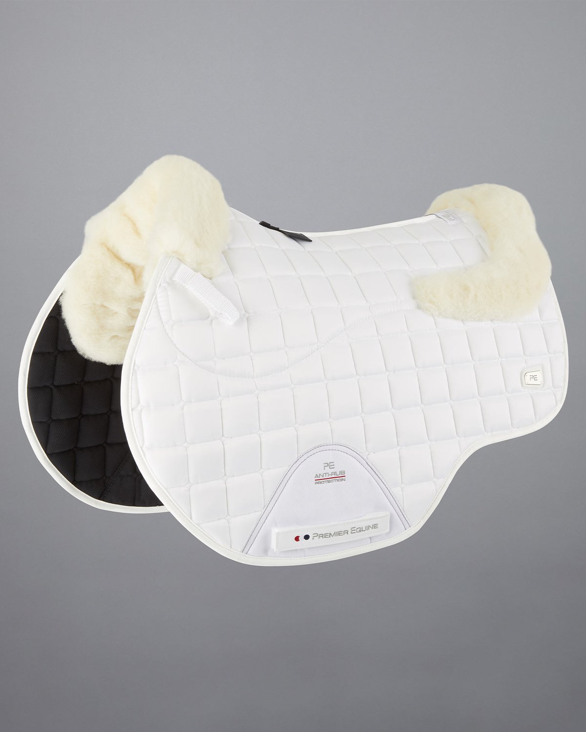 PREMIER EQUINE Atlantis White Saddle Pad - GP/Jump Close Contact, Satin & Merino Wool Equestrian Pad