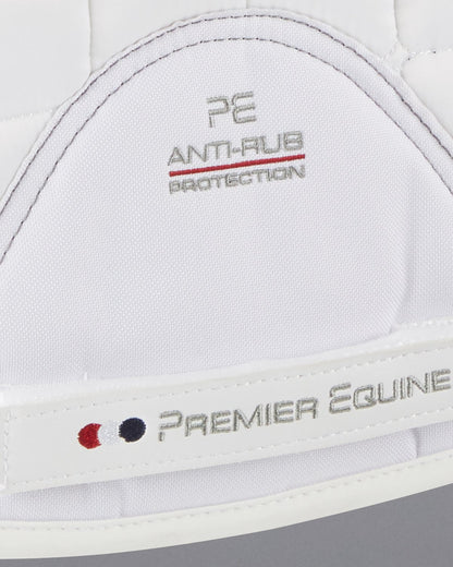 Premier Equine Atlantis White Saddle Pad: Anti-Rub, Merino Wool GP/Jump Square