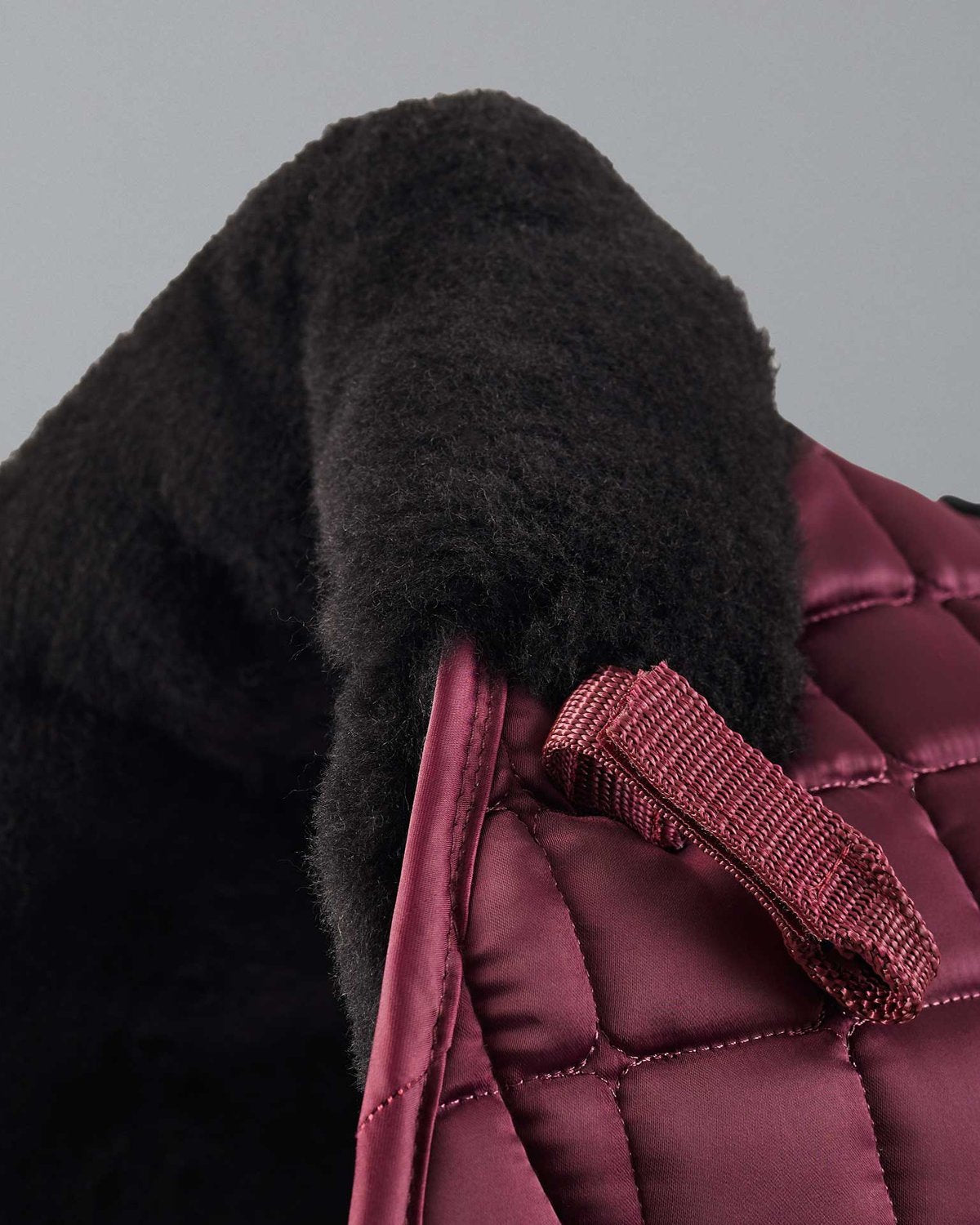 Premier Equine Atlantis Saddle Pad: Wine Satin & Black Wool GP/Jump - Luxury Equestrian Comfort
