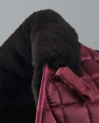 Premier Equine Atlantis Saddle Pad: Wine Satin & Black Wool GP/Jump - Luxury Equestrian Comfort