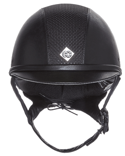 Charles Owen Ayr8 Plus Leather Look Riding Helmet - Black Equestrian Protective Gear