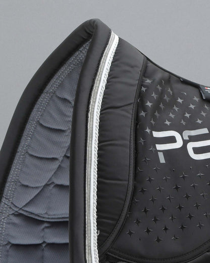 PREMIER EQUINE AZZURE DRESSAGE SQUARE BLACK. Anti-Slip Saddle Pad for Horse Riding.