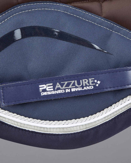 PE AZZURE dressage saddle pad designed in England. High wither, anti-slip. Equestrian gear.