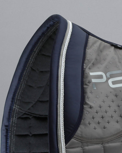 Premier Equine Grey Dressage Saddle Pad - Azzure Anti-Slip Satin Square for Horses