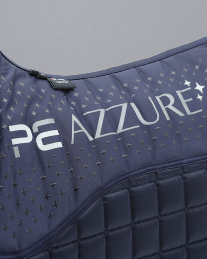 Premier Equine Azzure Navy Anti-Slip Satin Dressage Square Saddle Pad. Luxurious, High Wither, Tech Grip. Shop Equiflair!