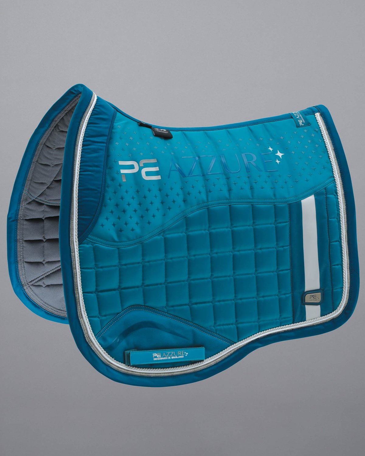 Premier Equine Azure Turquoise Dressage Saddle Pad - Anti-Slip Satin Square for Horse Riders