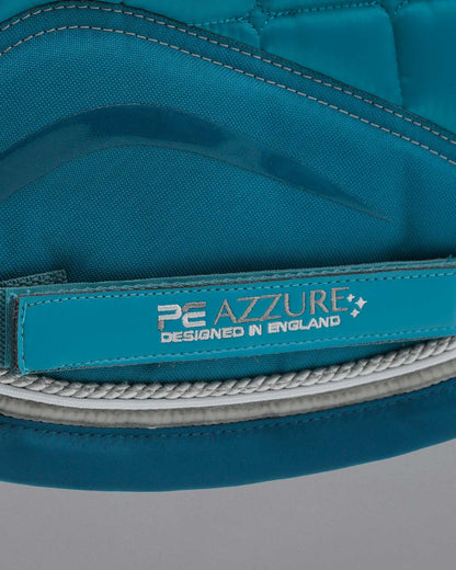 Premier Equine Azure Turquoise Dressage Saddle Pad: Anti-Slip, High Wither. Luxury Equestrian Comfort & Style