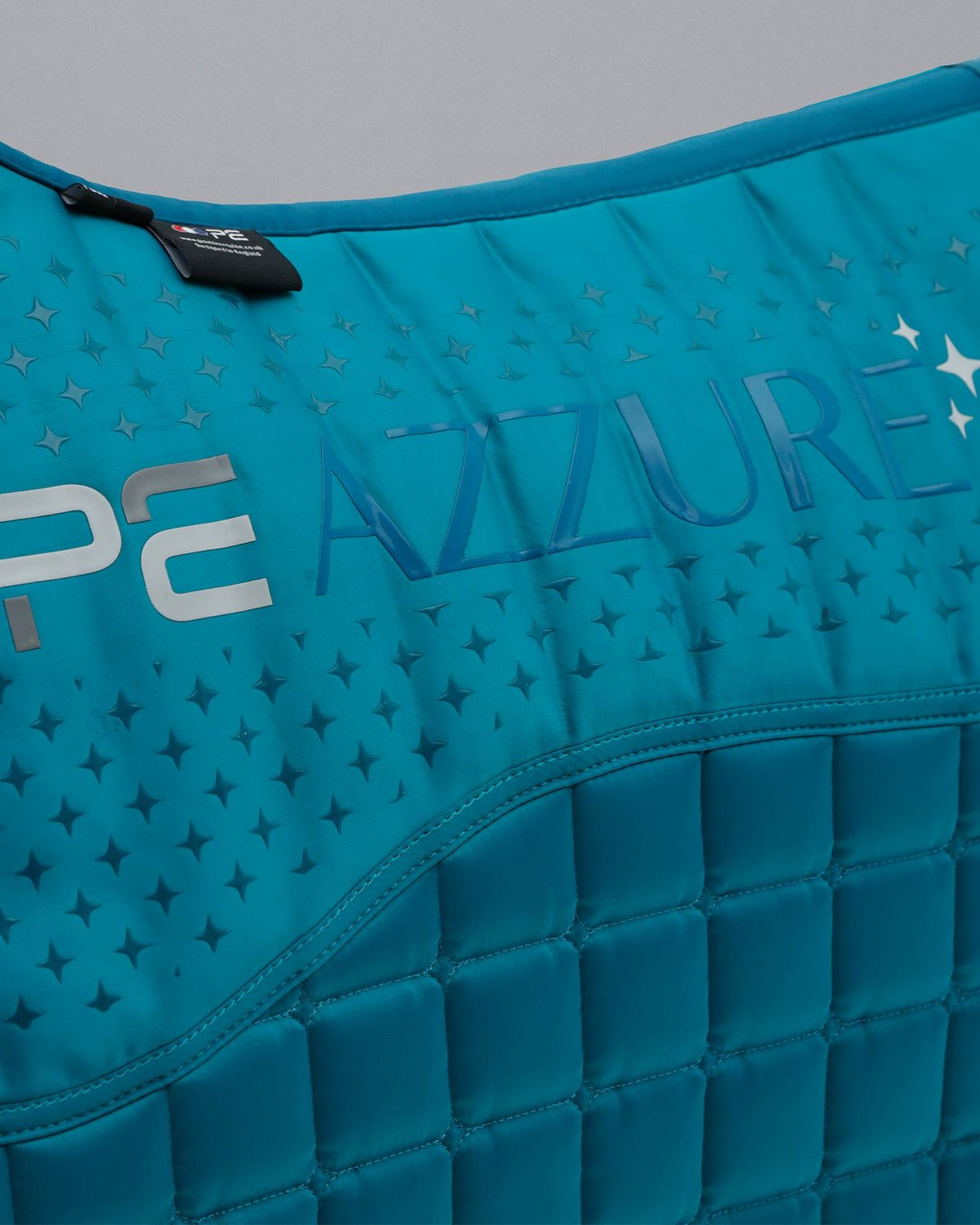 PREMIER EQUINE AZZURE Anti-Slip Satin Dressage Square Saddle Pad Turquoise - Equiflair
