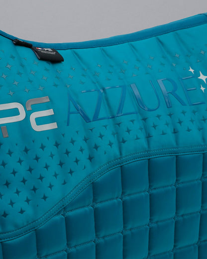 PREMIER EQUINE AZZURE Anti-Slip Satin Dressage Square Saddle Pad Turquoise - Equiflair