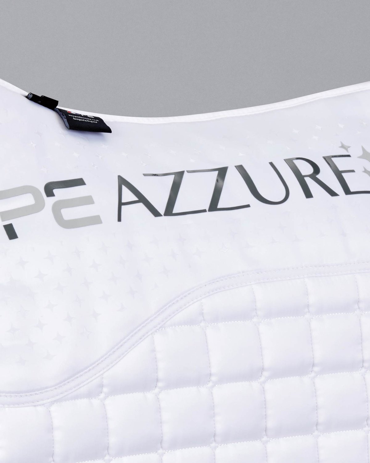Premier Equine Azzure Dressage Saddle Pad - Anti-Slip, Satin, White. High Wither Design. Tech Grip. Premium Equine Branded Brooch