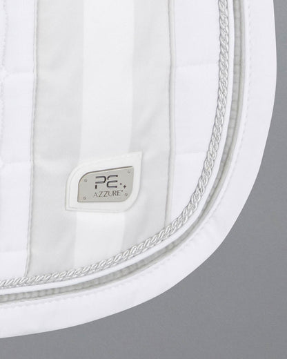 PREMIER EQUINE AZZURE Anti-Slip Satin GP/Jump Square - White Saddle Pad - Superior Grip & Comfort