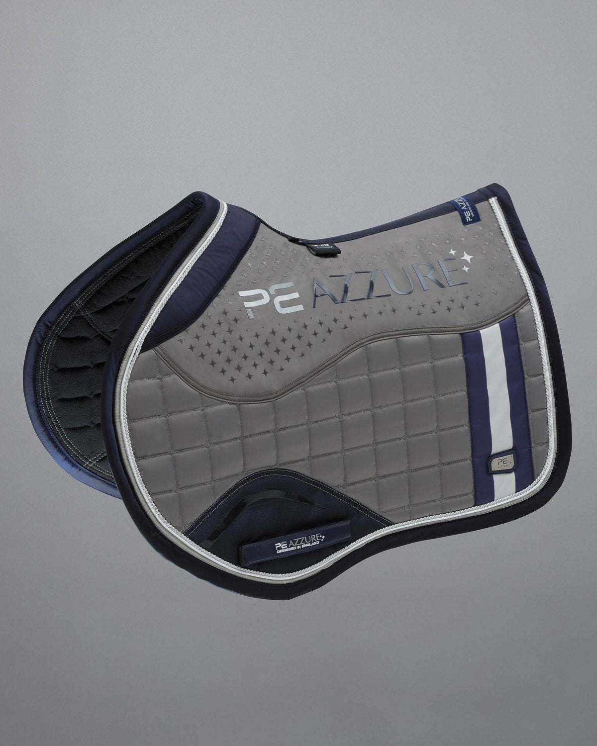 Premier Equine Azure Grey Anti-Slip Satin GP/Jump Saddle Pad - Equiflair