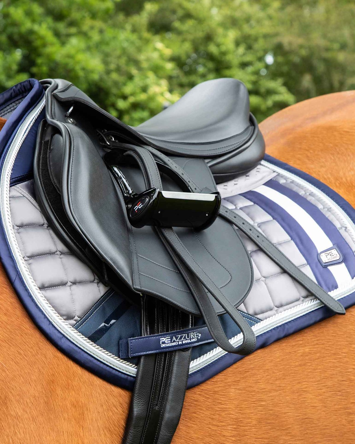 Premier Equine Azzure Anti-Slip Satin GP Saddle Pad - Grey Horse Riding Equipment