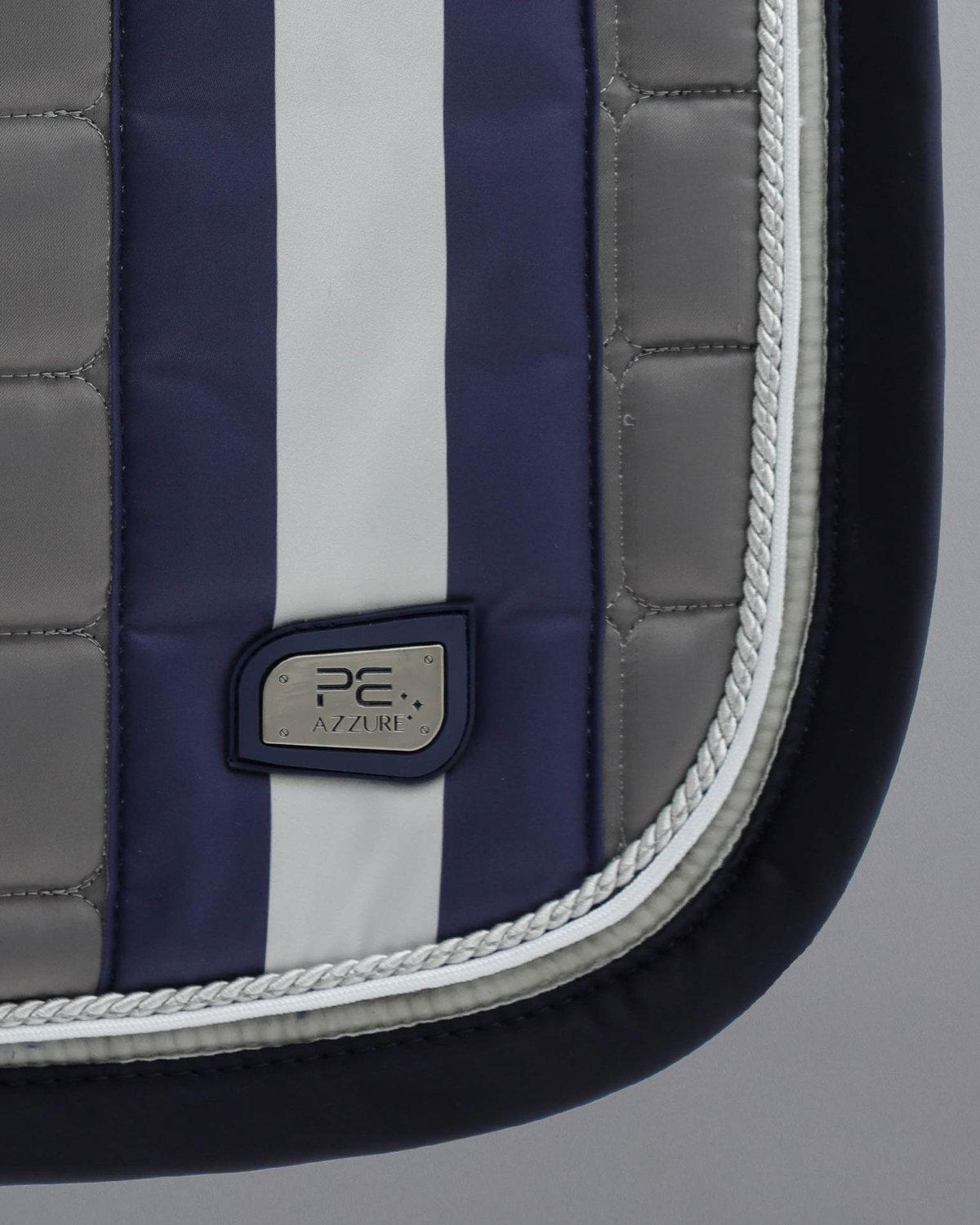 Premier Equine Azzure Anti-Slip Satin GP Jump Square Grey - High Wither Pad, Tech Grip Gel, Quilted, Anti-Rub, Antibacterial Lining