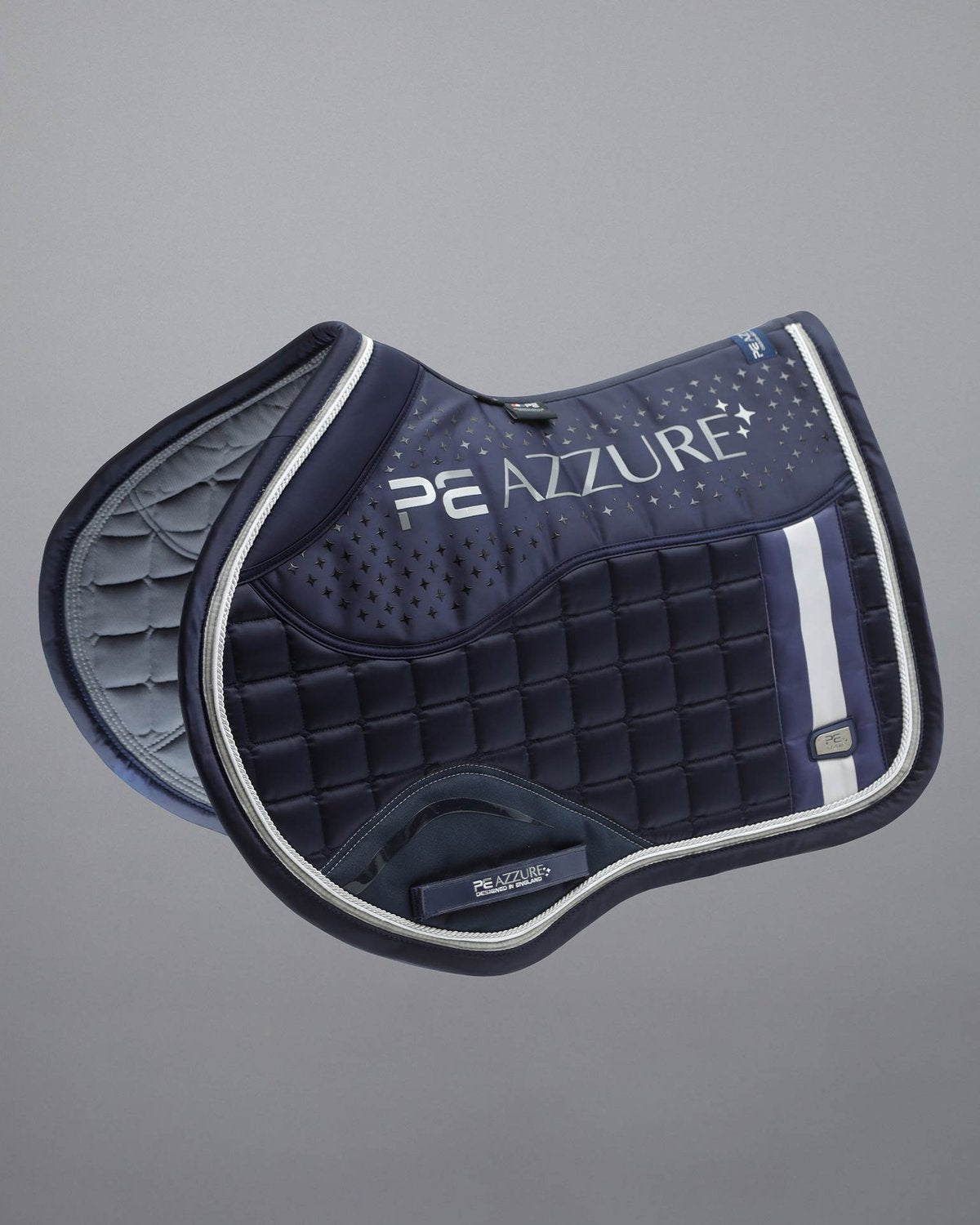 Premier Equine Azzure Navy Saddle Pad GP/Jump Square: Anti-Slip, Satin Finish - Equestrian Horse Riding Equipment
