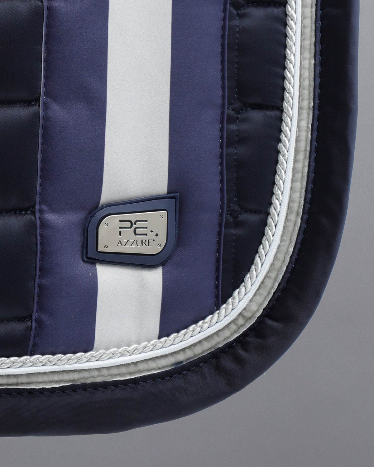 PREMIER EQUINE AZZURE Navy Saddle Pad - GP/Jump Square, Anti-Slip Satin Show Jumping Pad
