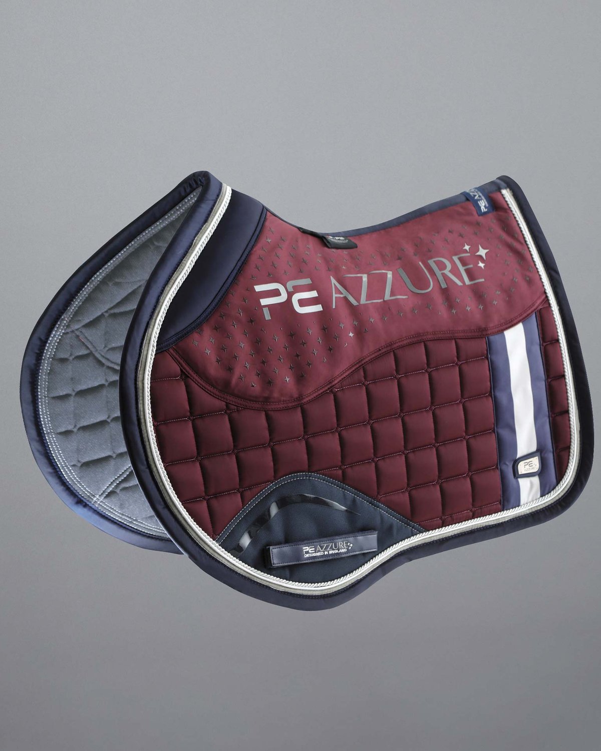 Premier Equine Azzure Wine Saddle Pad: Anti-Slip GP/Jump Square for Horses - High Wither, Satin Finish, Luxury Equestrian Tack