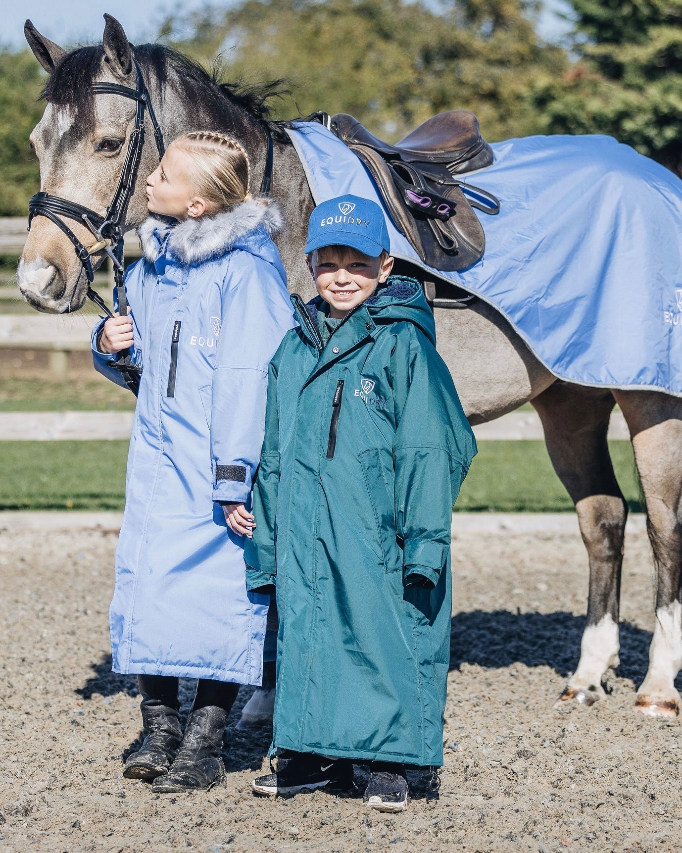 EQUIDRY Evolution Children's Thick Fleece Teal/Grey