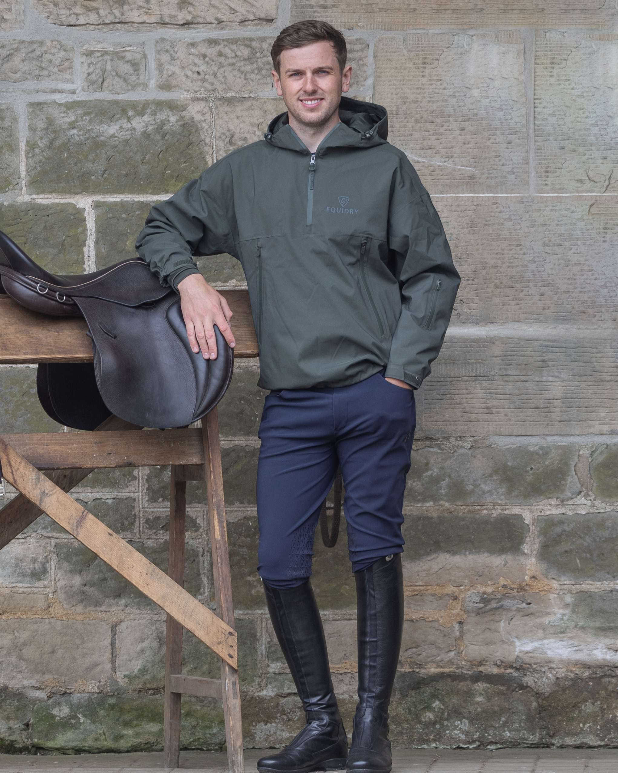 EQUIDRY Men's Storm Smock Black Forest Green