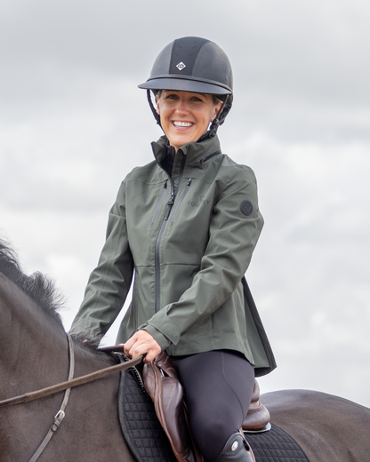 EQUIDRY Varsha Waterproof Riding Jacket Women's Black Forest Green