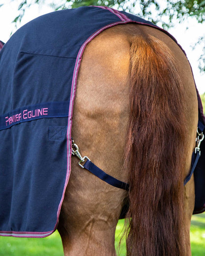 Premier Equine Navy Horse Stable Sheet - Breathable Blanket with Tail Strap
