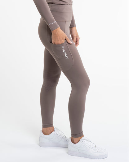 EQUIDRY Water Repellent Leggings Knee Grip Women's Mocha/White
