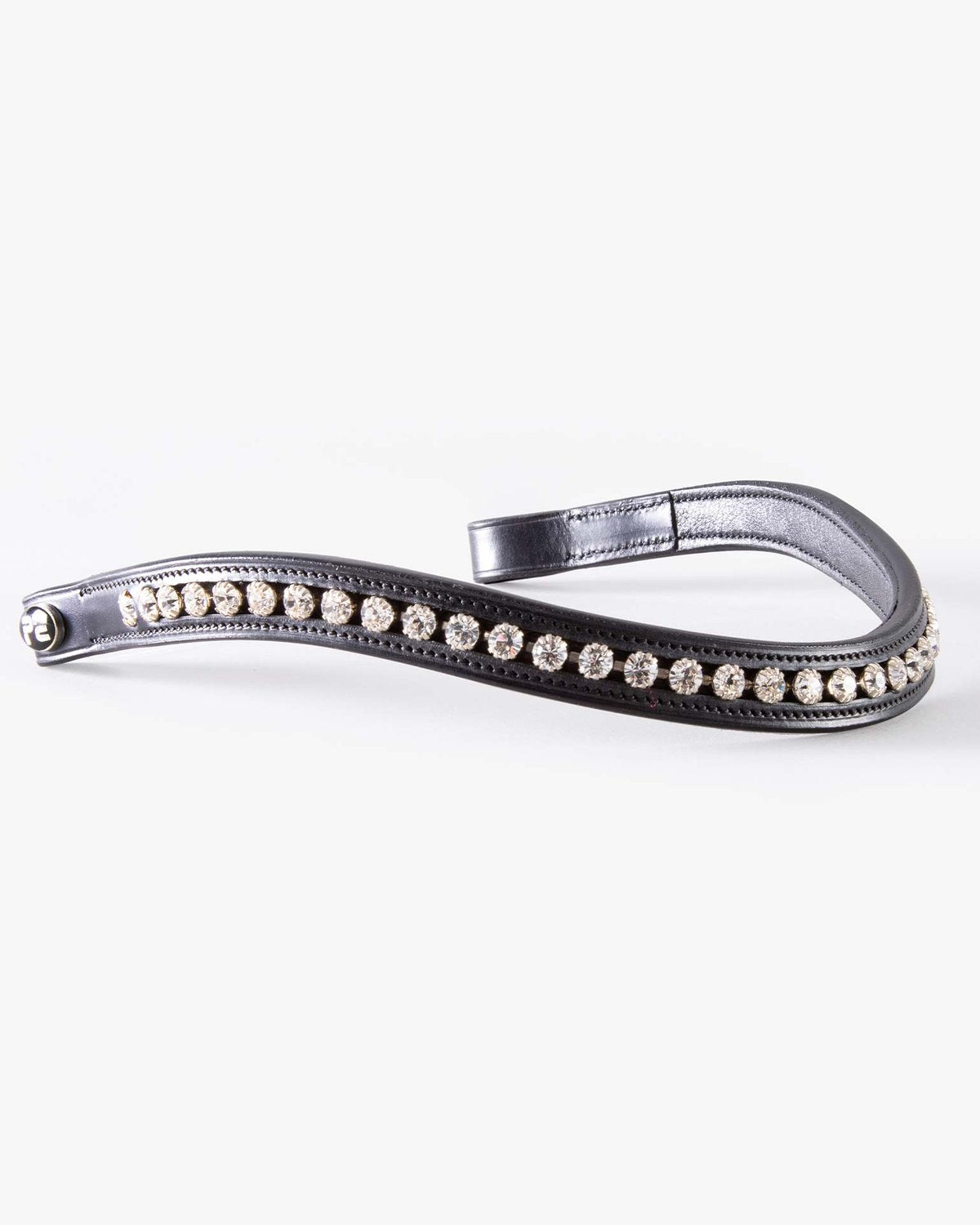 PREMIER EQUINE Bellissima Diamante Browband - Black Shaped Italian Leather Horse Browband
