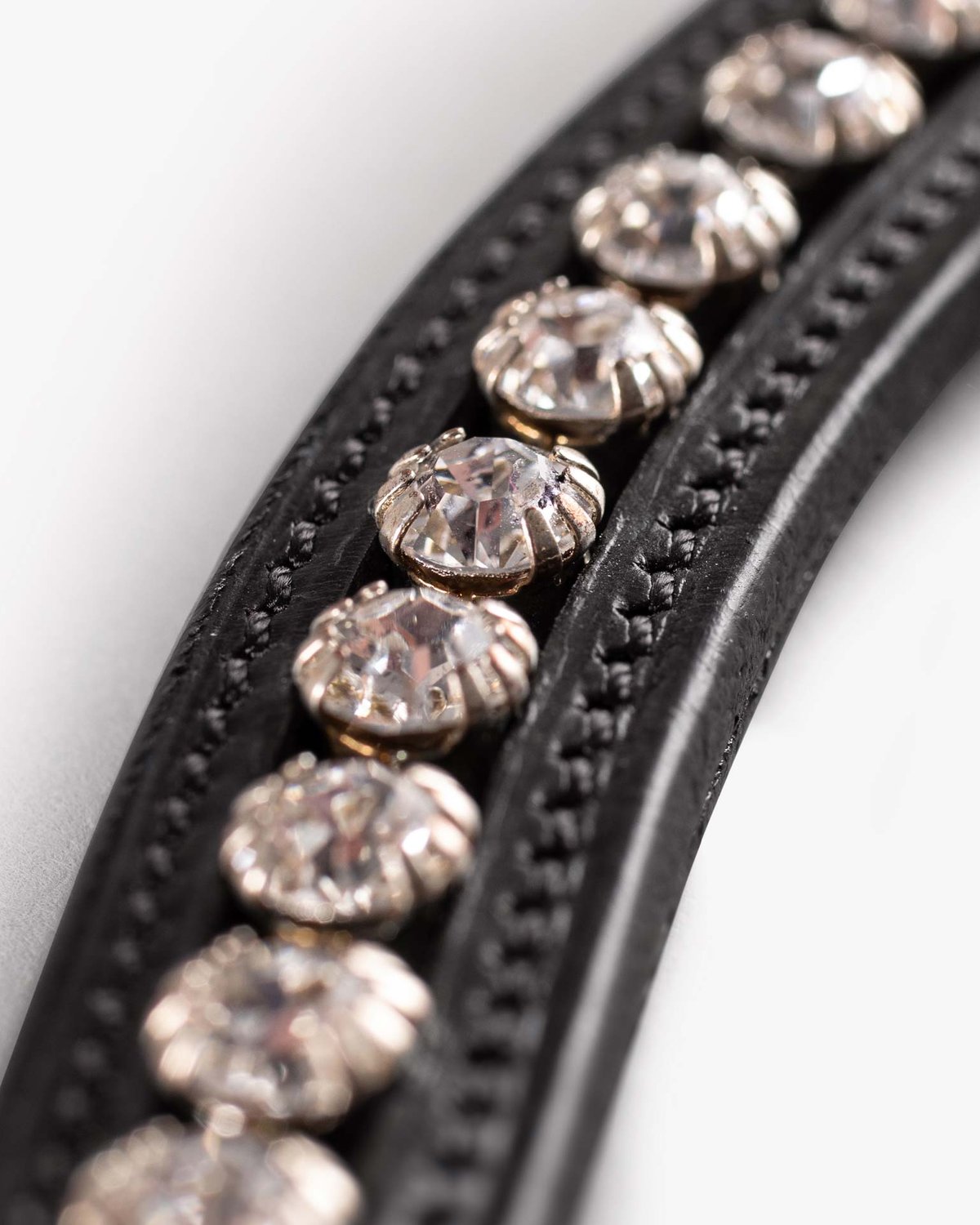 Bellissima Diamante Browband Black by Equiflair - Stunning Italian Leather Horse Browband