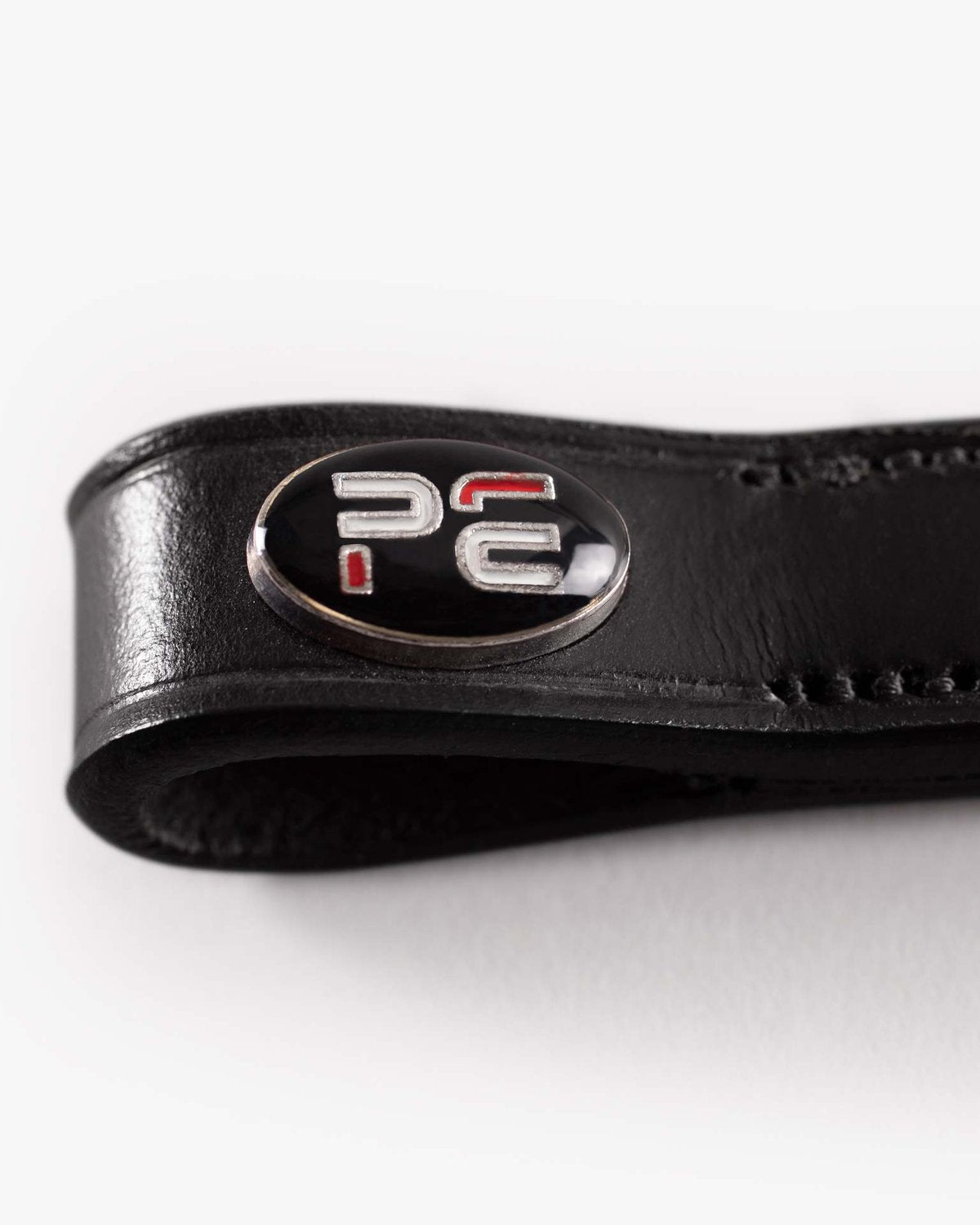 Premier Equine Bellissima Diamante Browband: Black Italian Leather Horse Browband with PE Logo