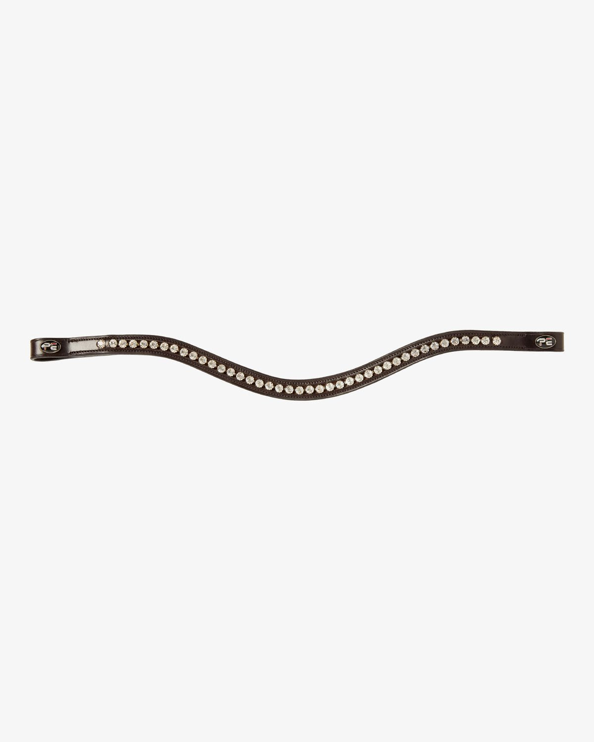 Brown Leather Horse Diamante Browband - Premier Equine Bellissima Shaped