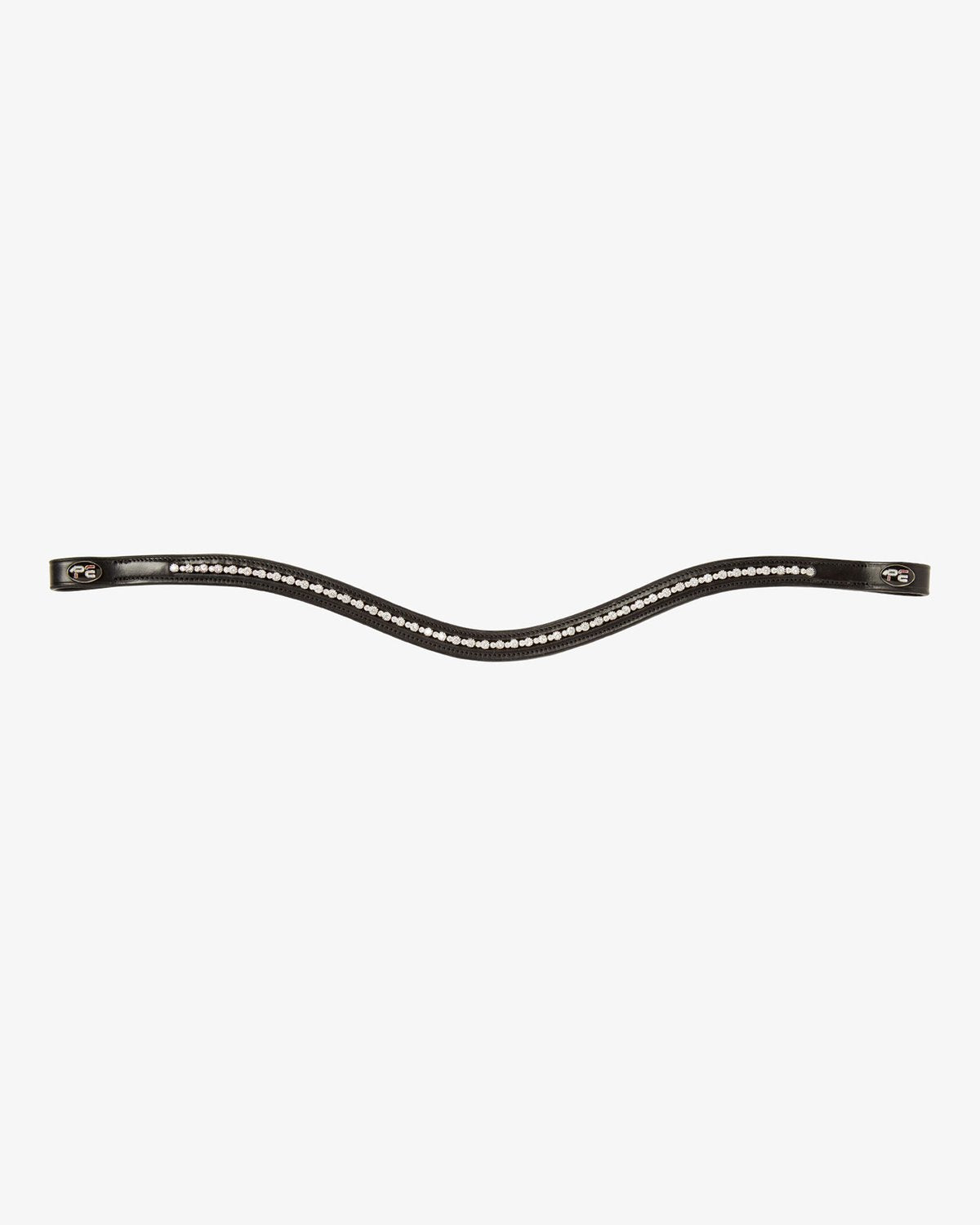 Premier Equine Bergamo Shaped Diamante Black Leather Horse Browband