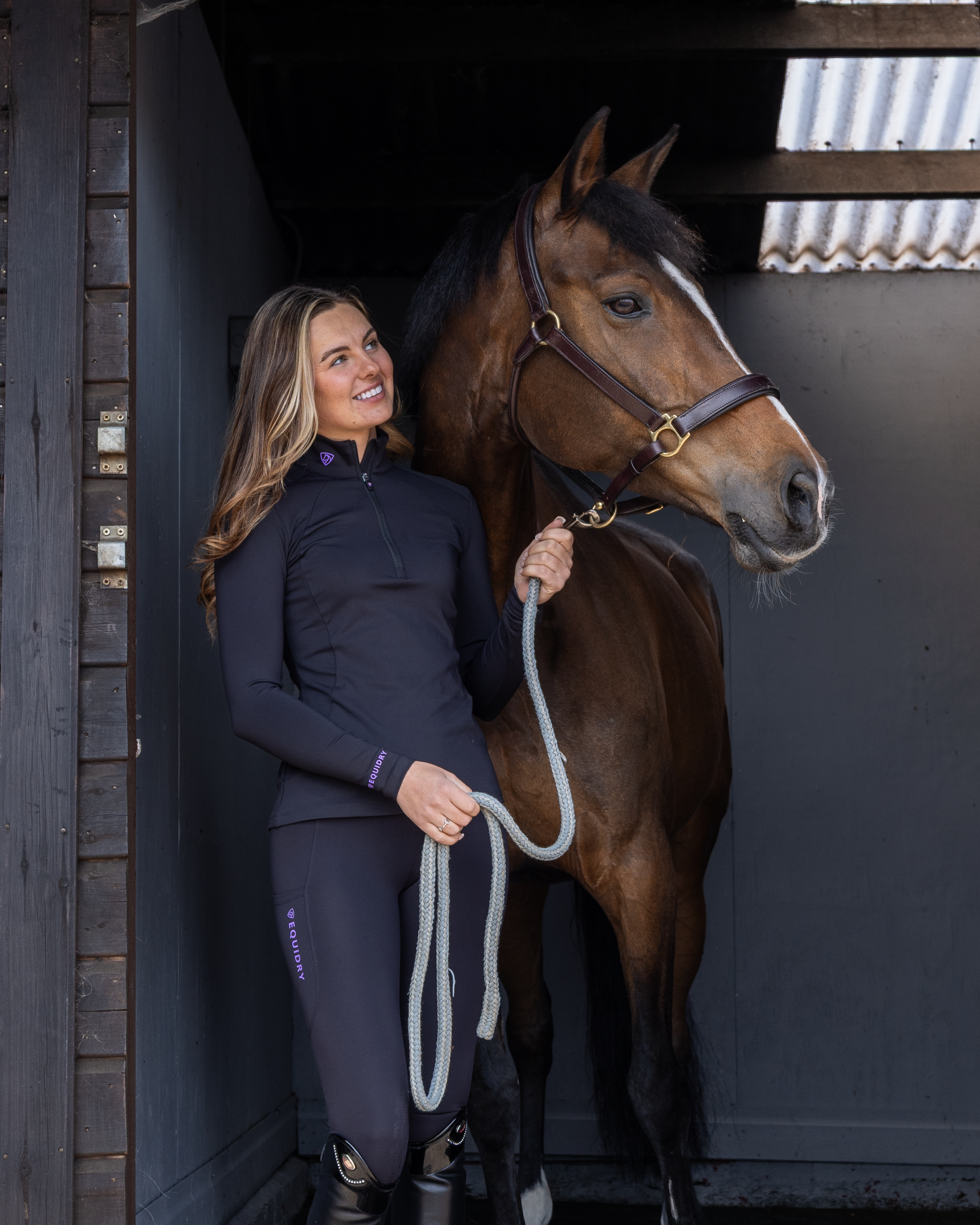 EQUIDRY Women's Water Repellent Base Layer Black/Lilac