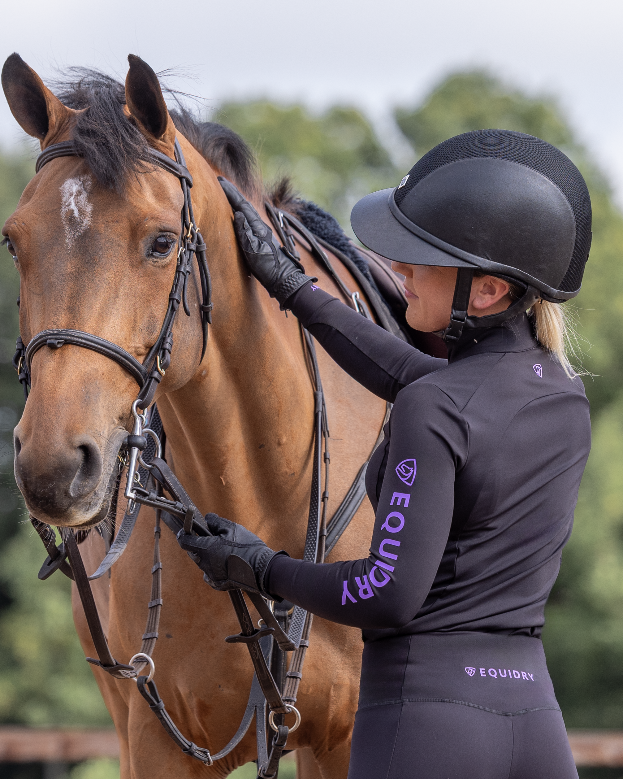 EQUIDRY Women's Water Repellent Base Layer Black/Lilac