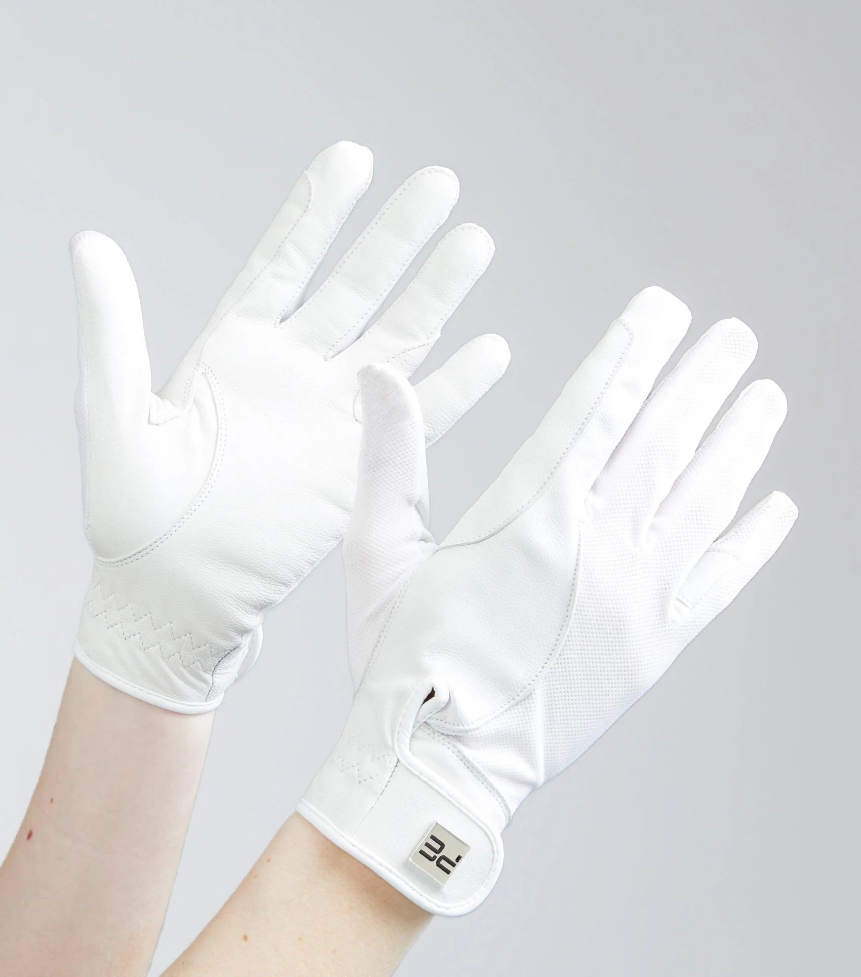 PREMIER EQUINE: White Leather Mesh Competition Riding Gloves - Breathable, Grip, Stretch