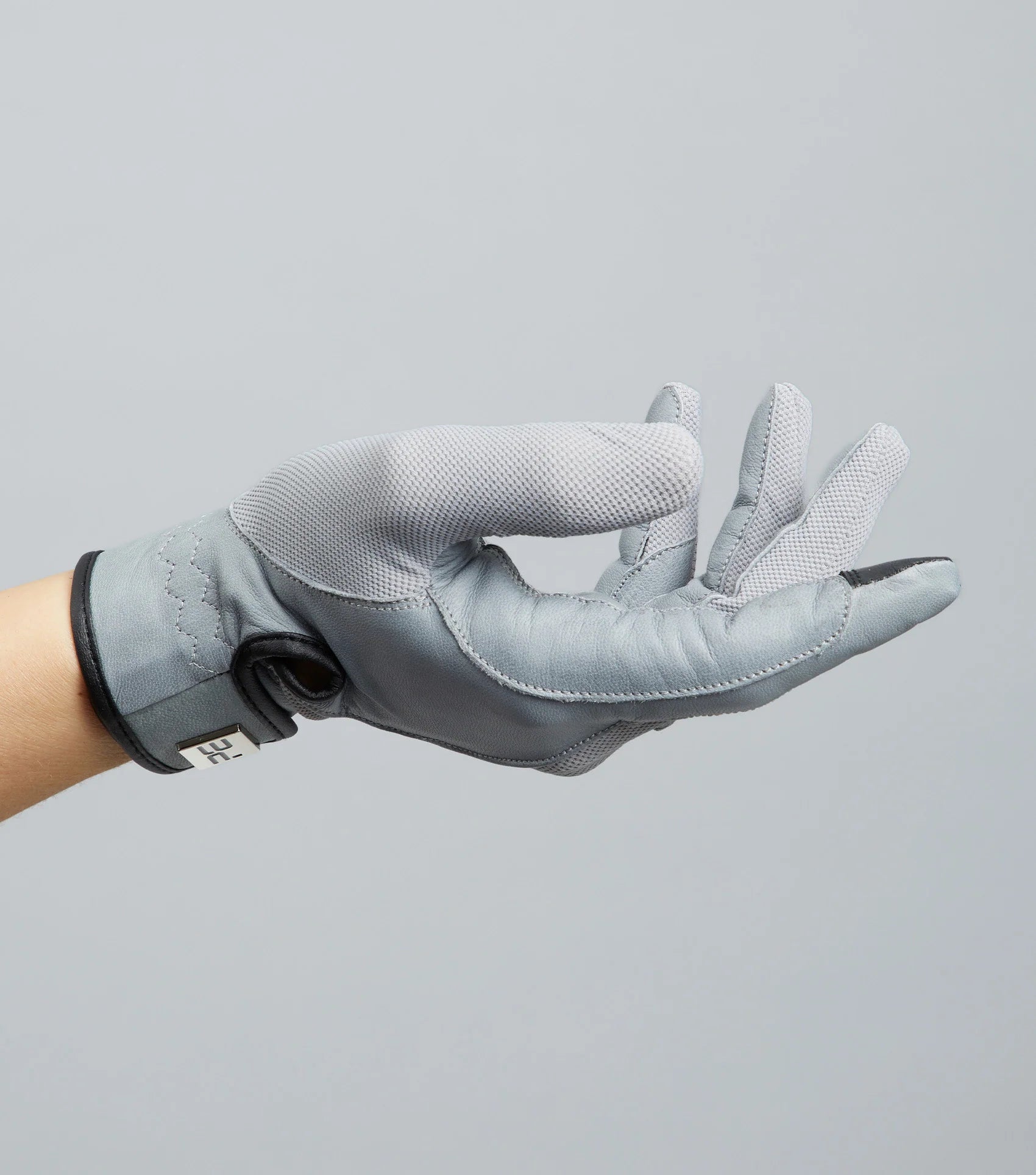 PREMIER EQUINE Bordoni Grey Leather Mesh Riding Gloves: Breathable, Touchscreen Compatible Equestrian Glove from Equiflair