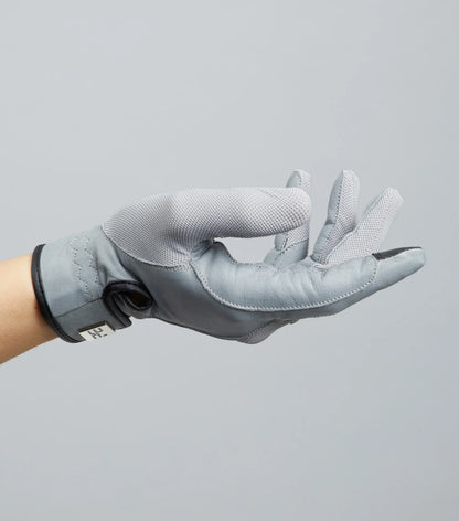 PREMIER EQUINE Bordoni Grey Leather Mesh Riding Gloves: Breathable, Touchscreen Compatible Equestrian Glove from Equiflair