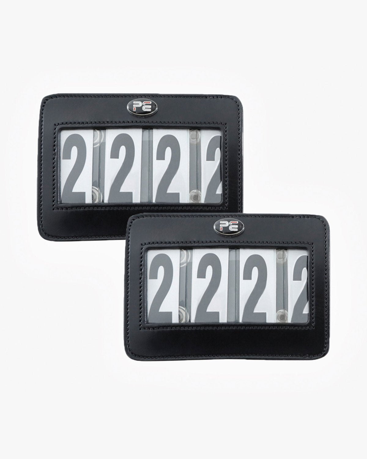 PREMIER EQUINE Bridle Competition Number Holder Black - Leather Equestrian Number Display