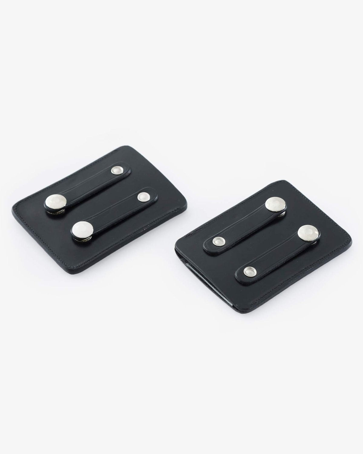 Premier Equine Black Leather Bridle Number Holder Pair - Secure Popper Fastenings, Equiflair Equestrian Competition