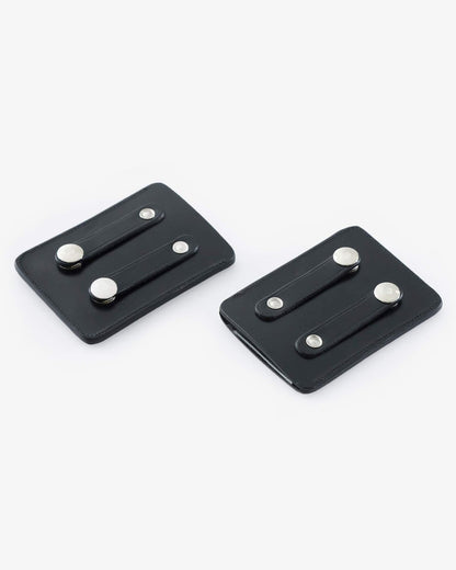 Premier Equine Black Leather Bridle Number Holder Pair - Secure Popper Fastenings, Equiflair Equestrian Competition